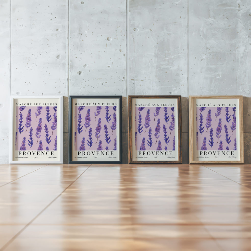 0002 Flower Market Lavender Provence 3x4 framed posters mockup