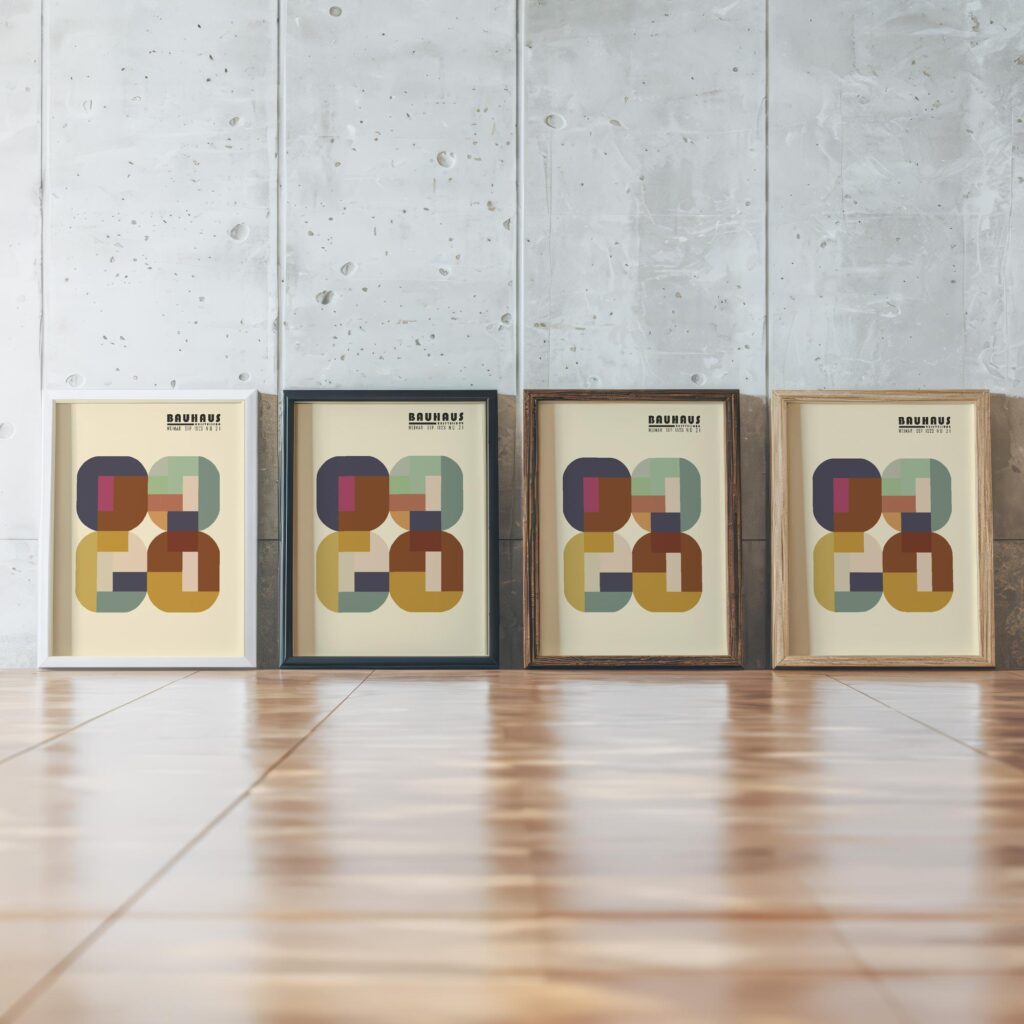 0002 bauhaus1 earth tones 3x4 framed posters mockup