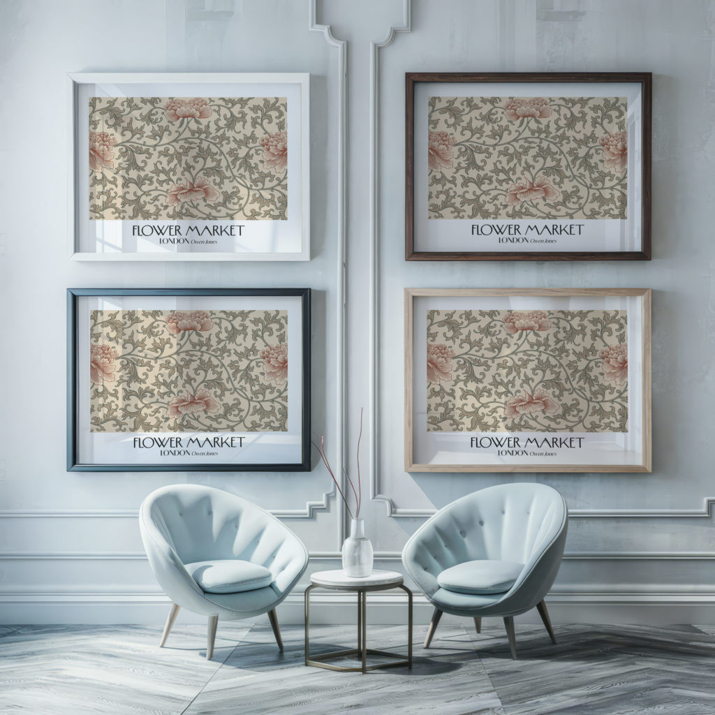 0002 london flower market 3x4 framed posters mockup