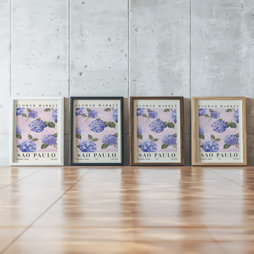 0005 Flower Market Hydrangea Sao Paulo 3x4 framed posters mockup