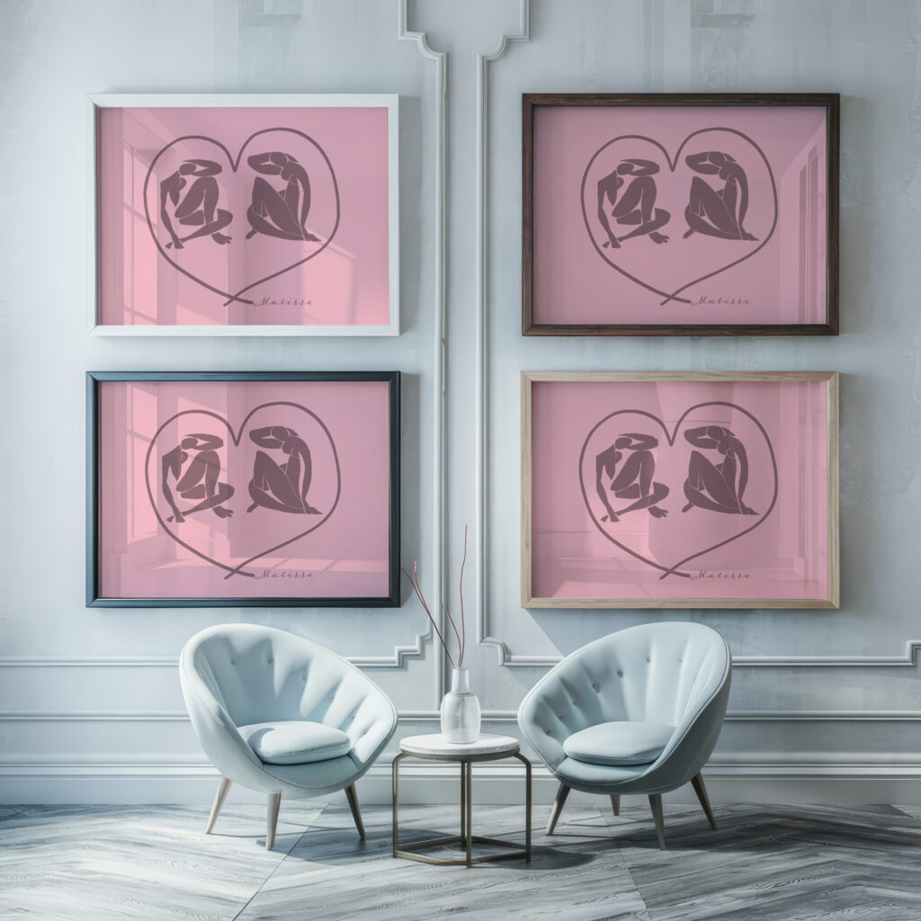 0005 Matisse bluenudes heart framed posters mockup