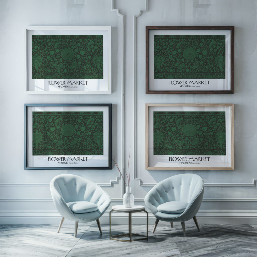 0006 madrid flower market 3x4 framed posters mockup