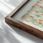 0006 morris daisy 1864 3x4 close up dark wood mockup