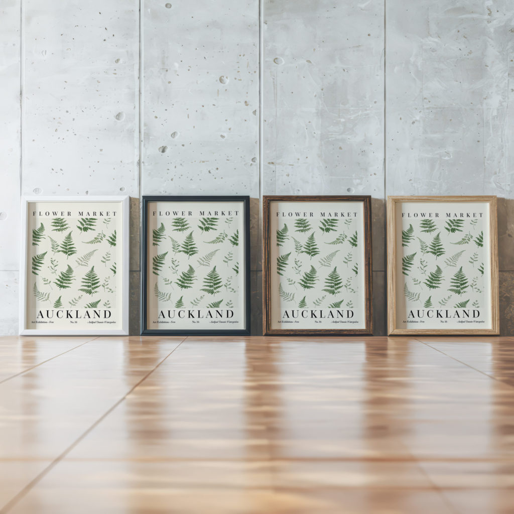0007 Flower Market Fern Auckland 3x4 framed posters mockup