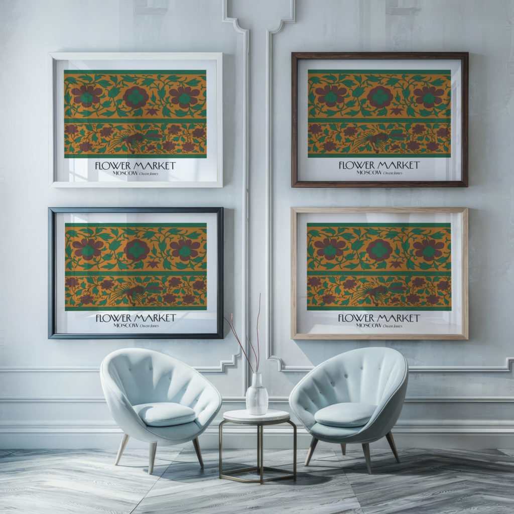0007 moscow flower market 3x4 framed posters mockup