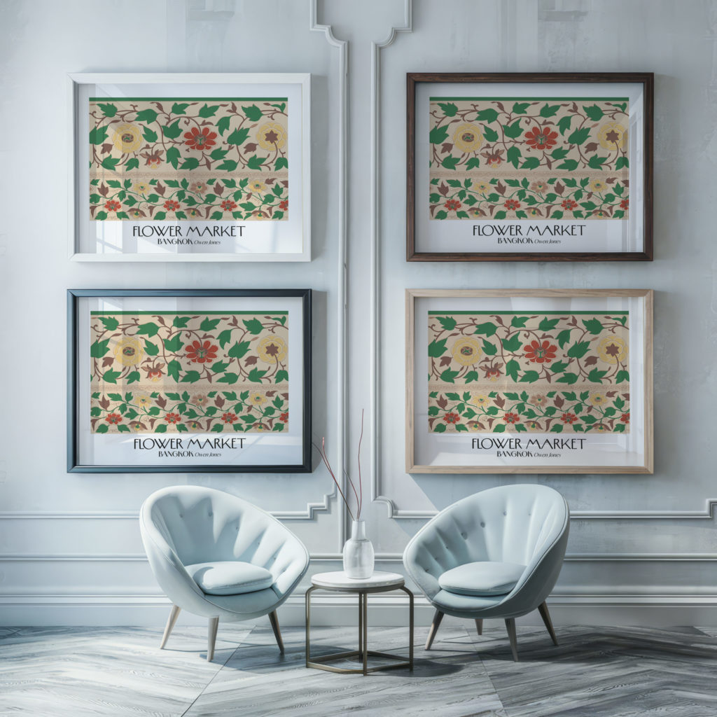 0009 bangkok flower market 3x4 framed posters mockup
