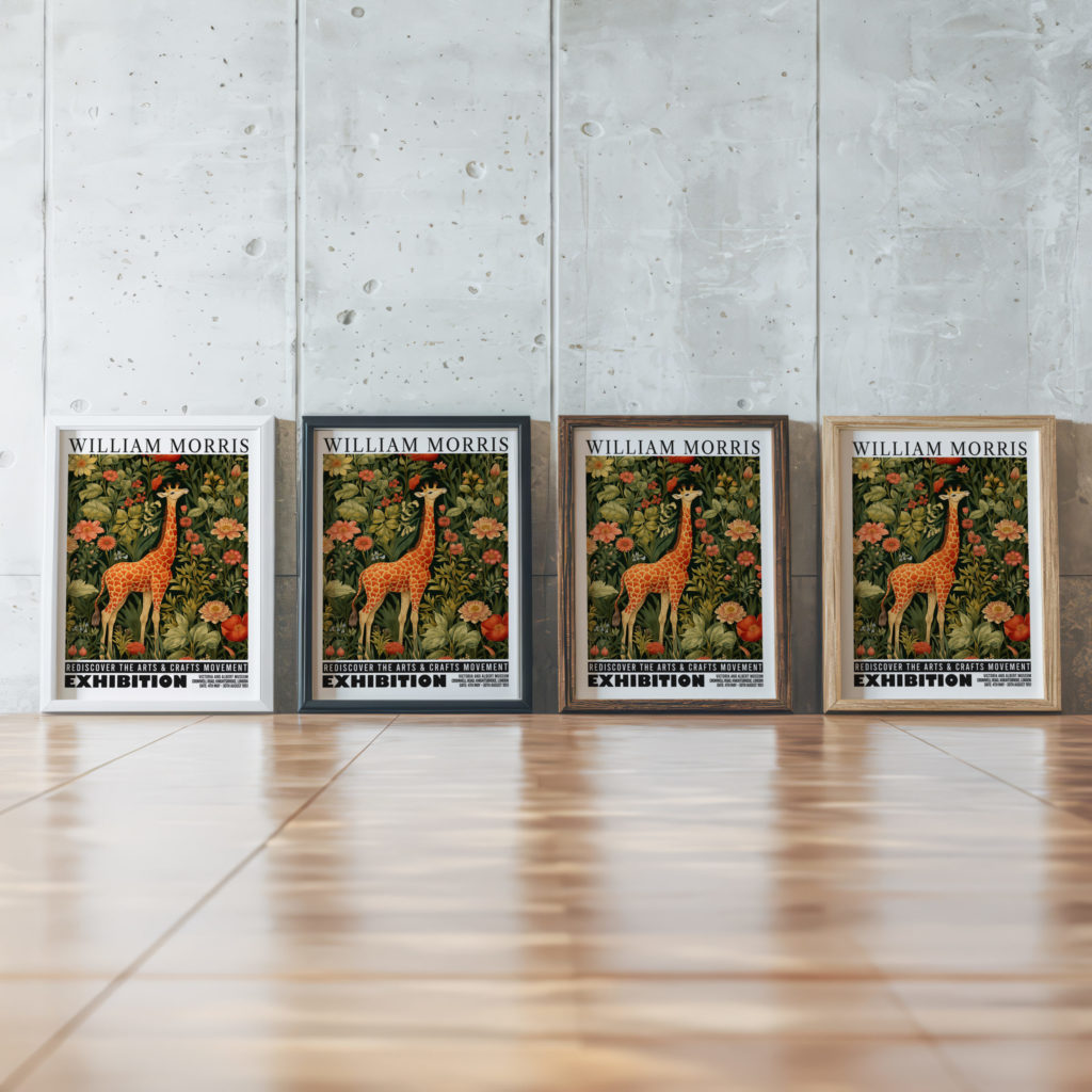 0009 william morris animals exhibition 3x4 framed posters mockup