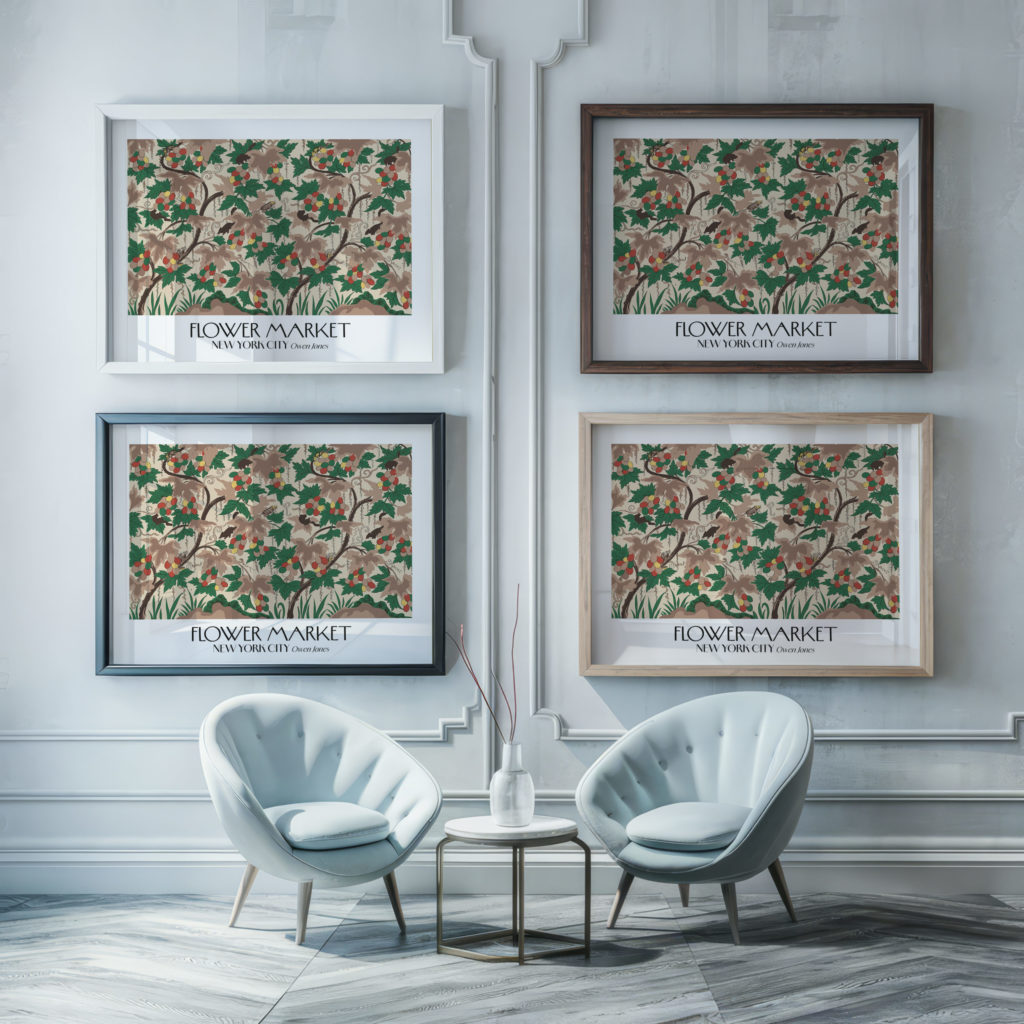 0010 newyork flower market 3x4 framed posters mockup