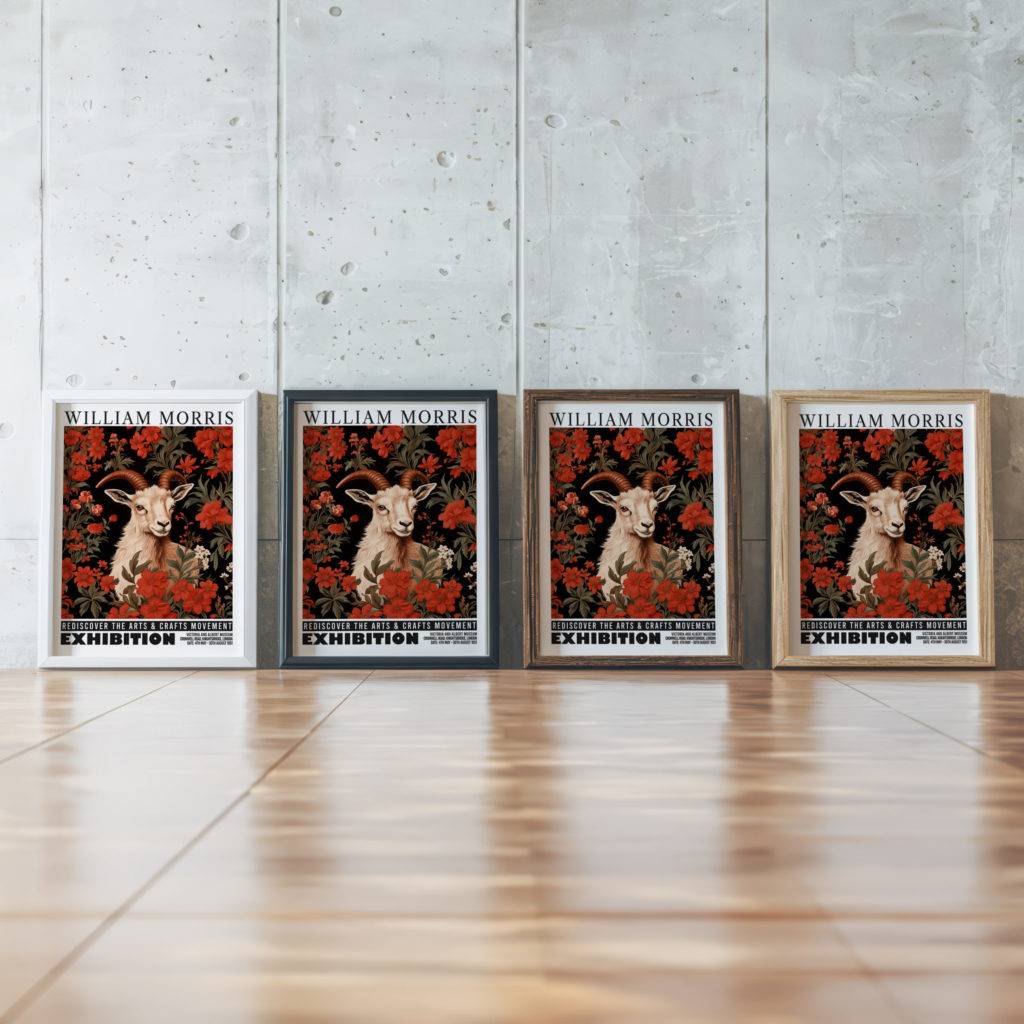 0010 william morris animals exhibition 3x4 framed posters mockup