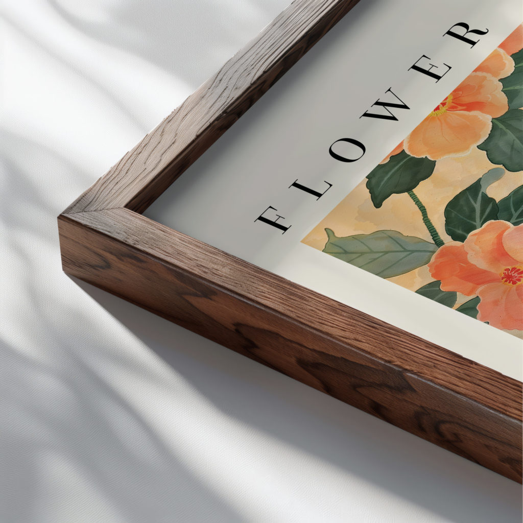 0011 Flower Market Camellia Charleston 3x4 close up dark wood mockup