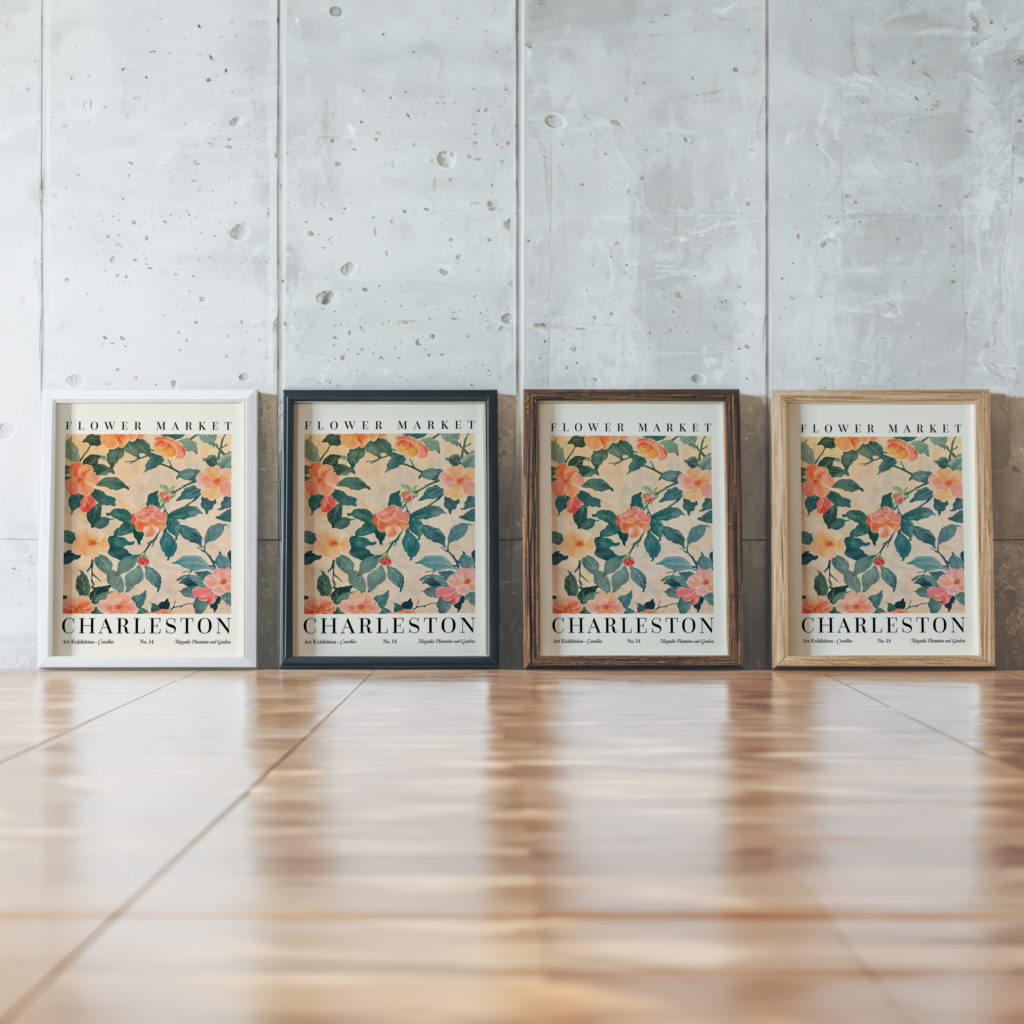 0011 Flower Market Camellia Charleston 3x4 framed posters mockup