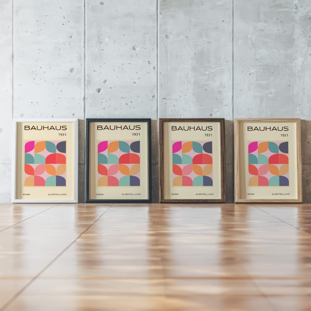 0011 bauhaus2 muted 3x4 framed posters mockup