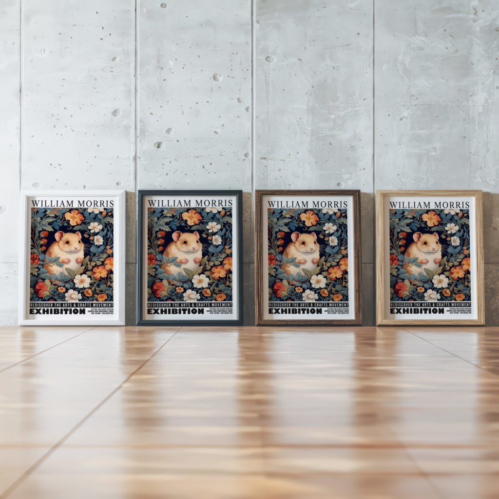 0011 william morris animals exhibition 3x4 framed posters mockup