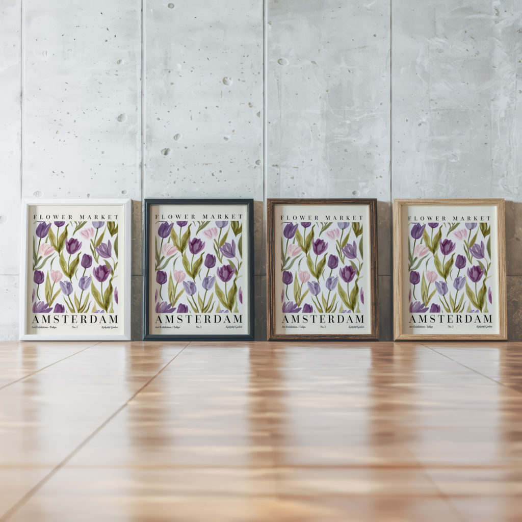 0013 Flower Market Tulip Amsterdam 3x4 framed posters mockup