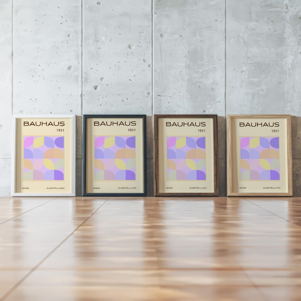 0013 bauhaus2 pink 3x4 framed posters mockup