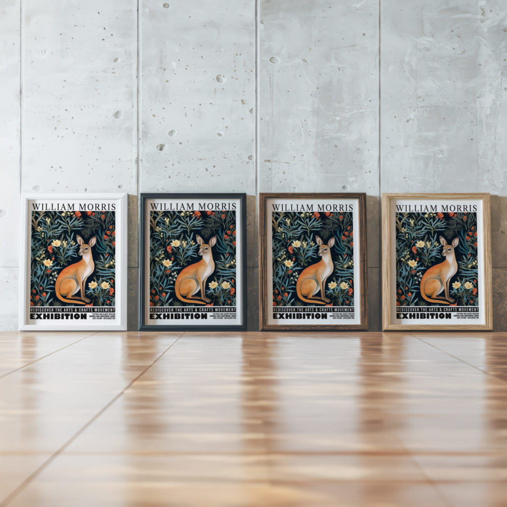 0014 william morris animals exhibition 3x4 framed posters mockup