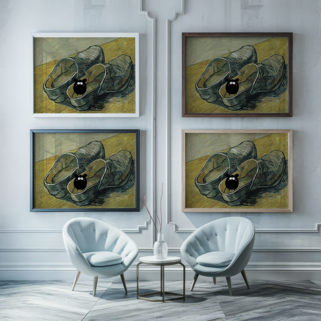 0015 vangogh A pair of leather clogs 1888 Still Life 3x4 framed posters mockup