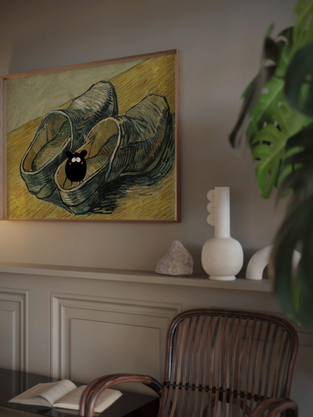 0015 vangogh A pair of leather clogs 1888 Still Life 3x4 video mockup