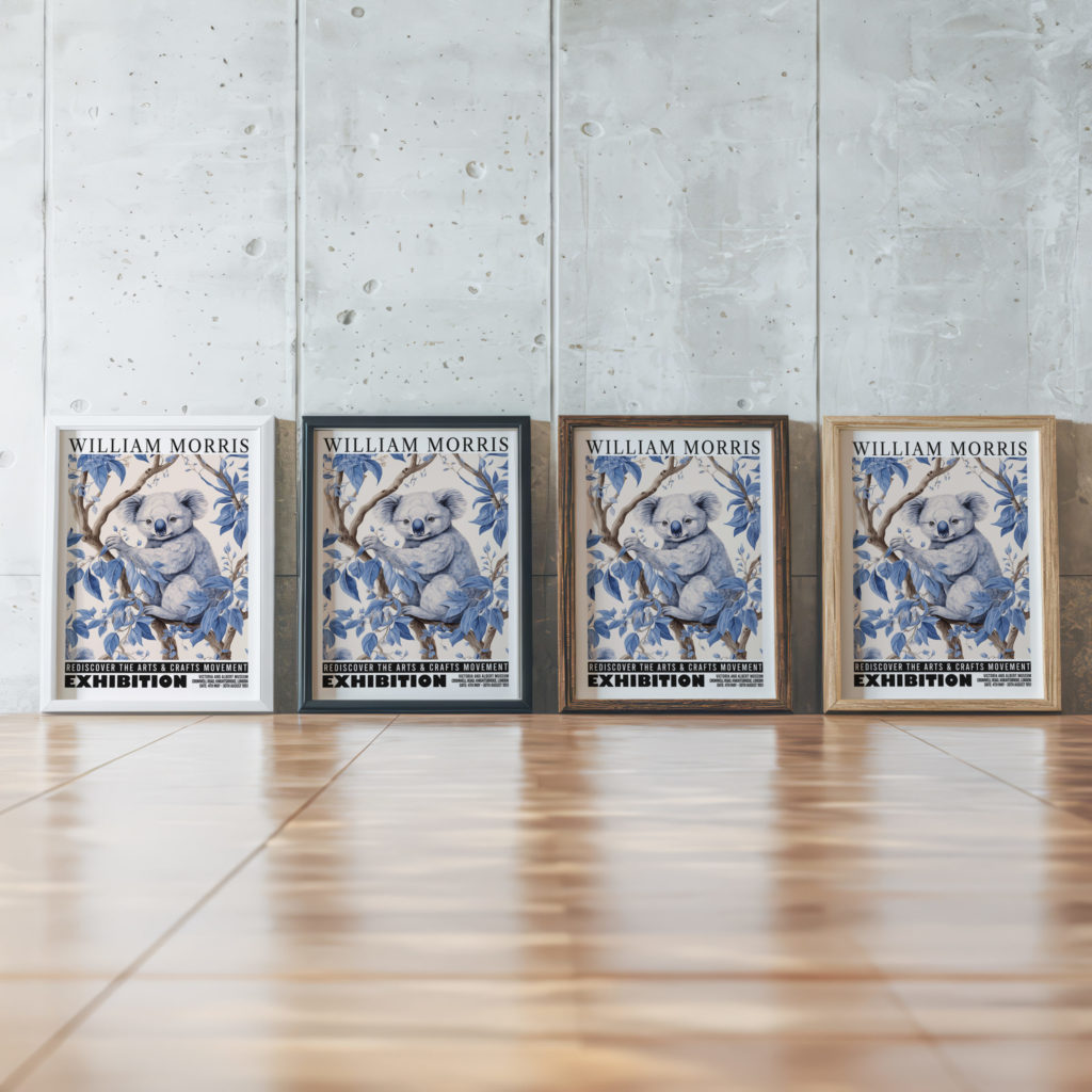 0015 william morris animals exhibition 3x4 framed posters mockup