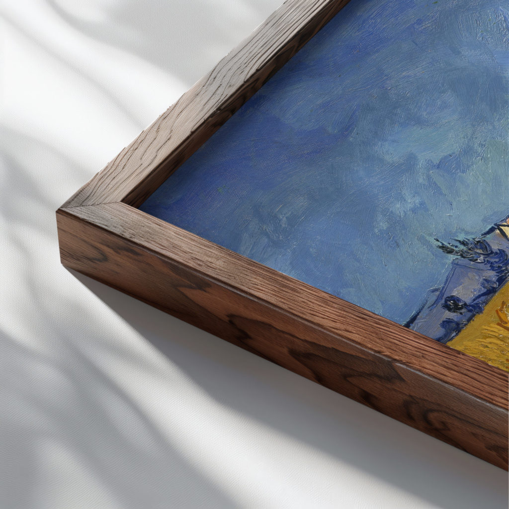 0016 vangogh Corn Harvest in Provence Landscape 3x4 close up dark wood mockup