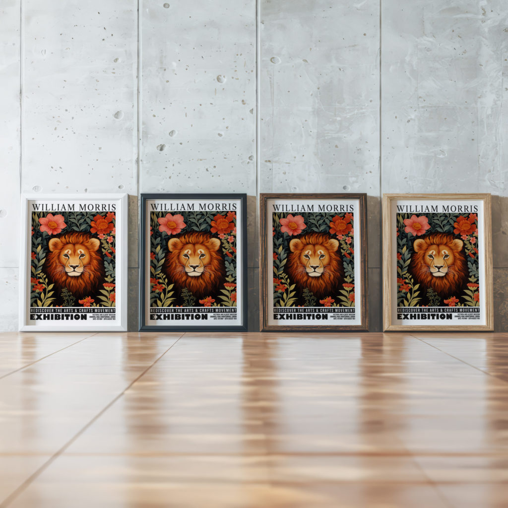 0016 william morris animals exhibition 3x4 framed posters mockup