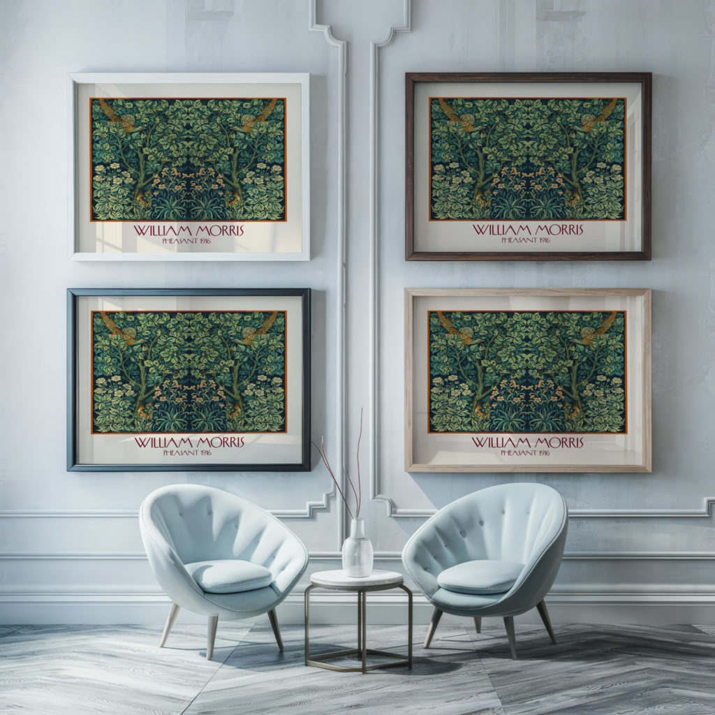 0017 morris PHEASANT 1916 3x4 framed posters mockup