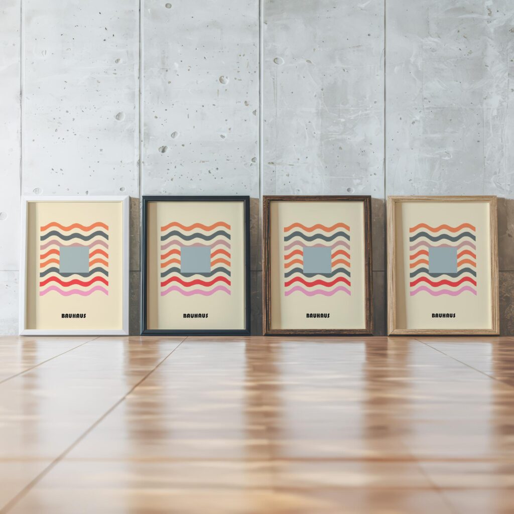 0018 bauhaus3 muted 3x4 framed posters mockup