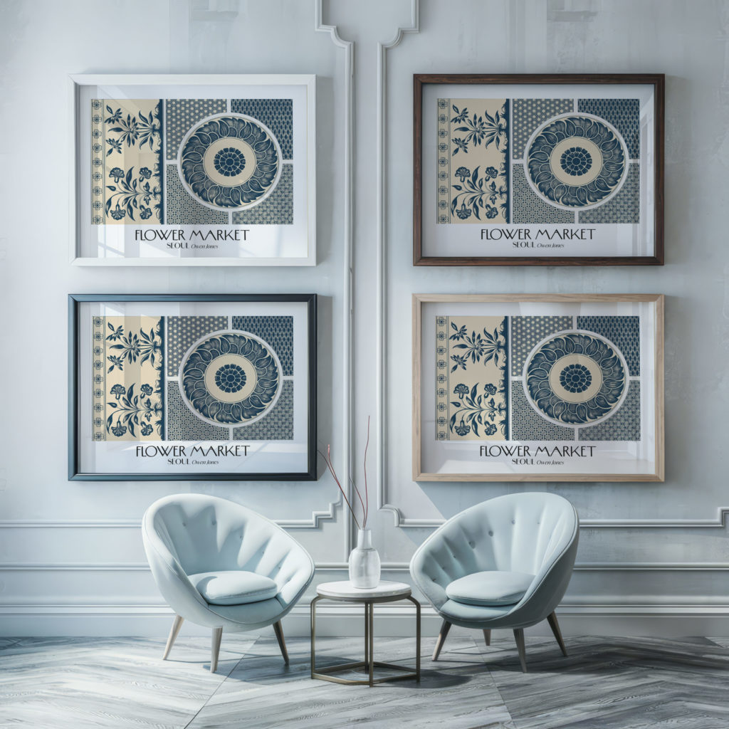 0018 seoul flower market 3x4 framed posters mockup