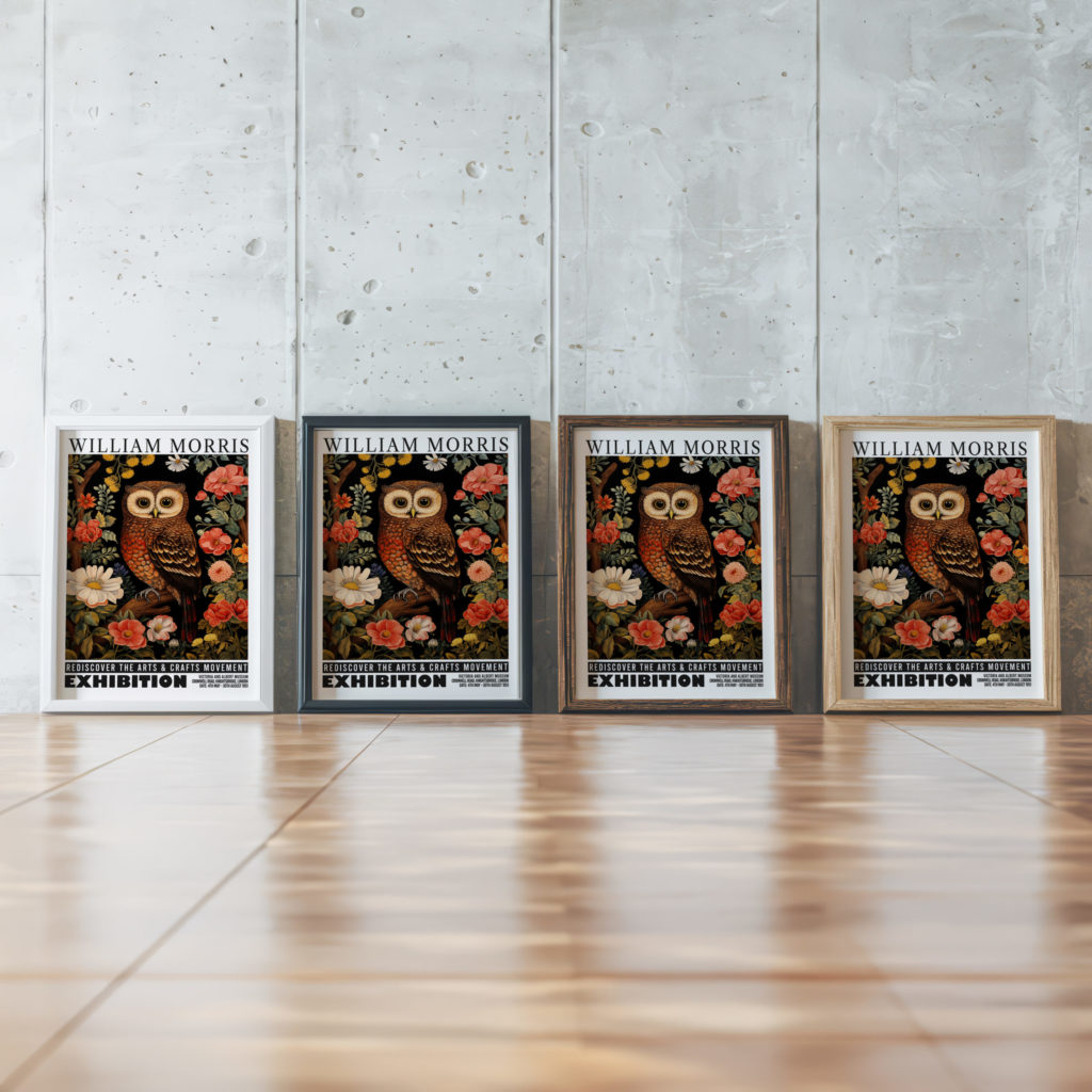 0018 william morris animals exhibition 3x4 framed posters mockup