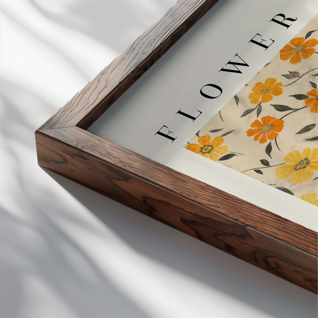 0019 Flower Market Marigold jaipur 3x4 close up dark wood mockup