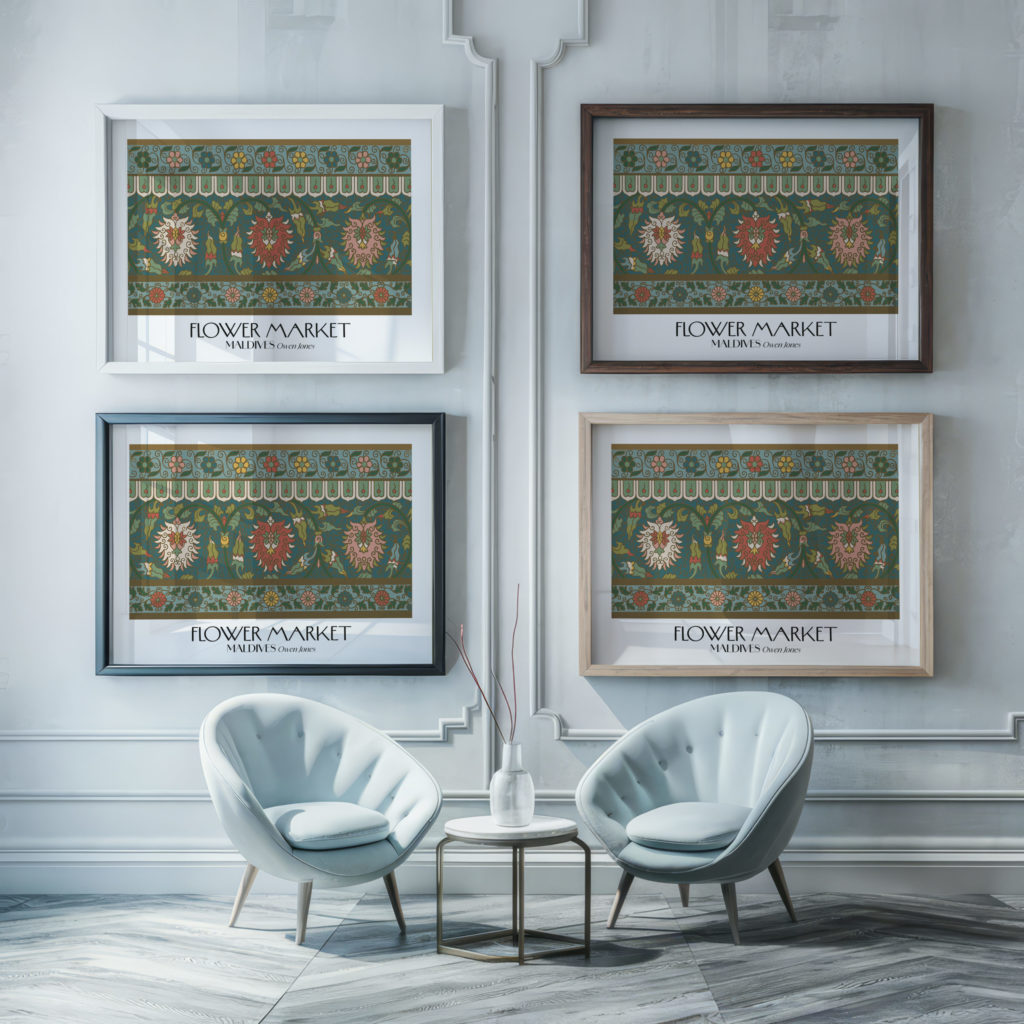 0020 maldives flower market 3x4 framed posters mockup