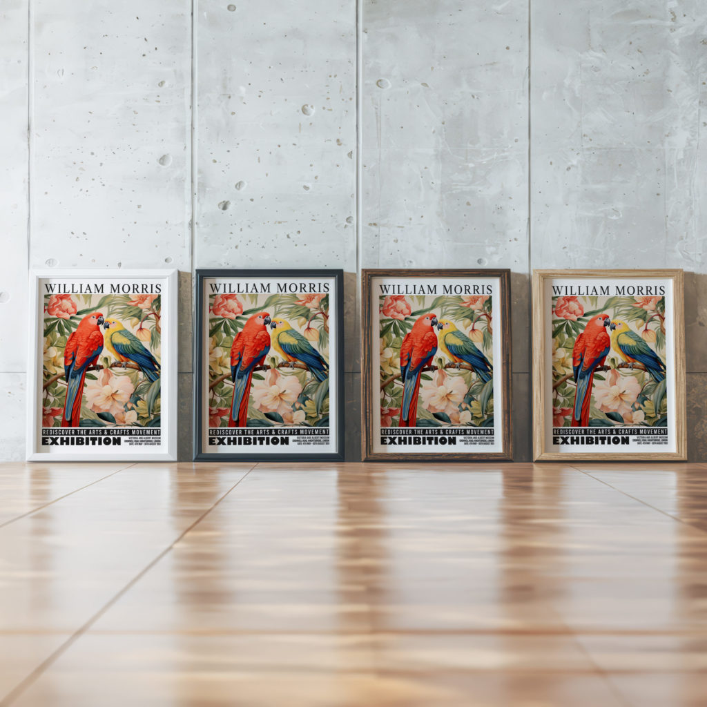 0020 william morris animals exhibition 3x4 framed posters mockup