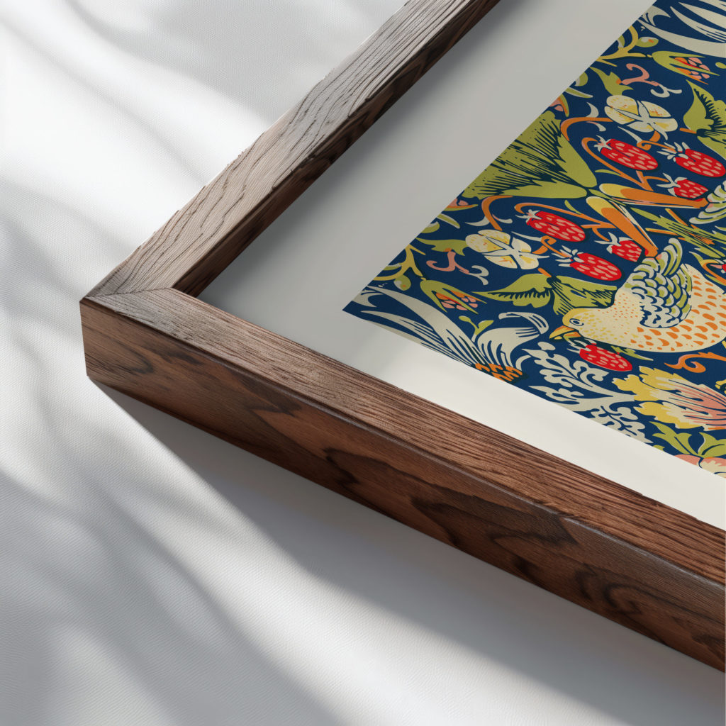0021 morris strawberry 1883 3x4 close up dark wood mockup