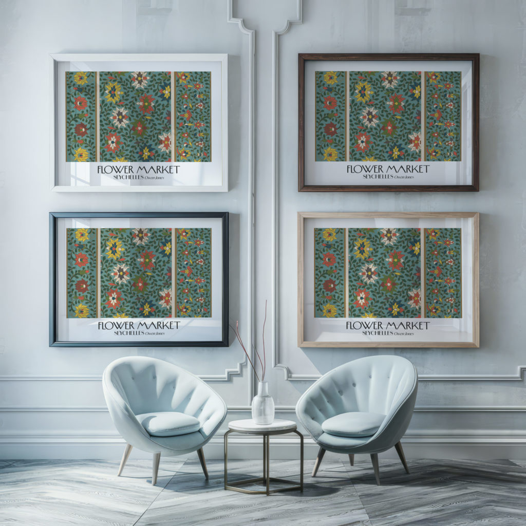 0021 seychelles flower market 3x4 framed posters mockup