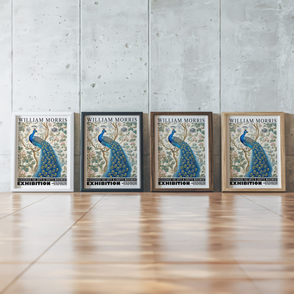0021 william morris animals exhibition 3x4 framed posters mockup