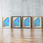 0022 bauhaus4 blue 3x4 framed posters mockup