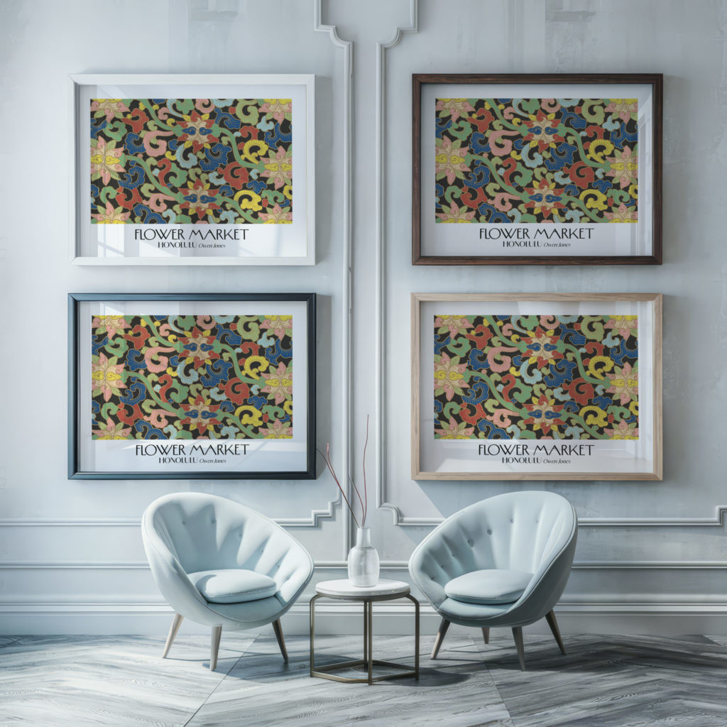 0022 honolulu flower market 3x4 framed posters mockup