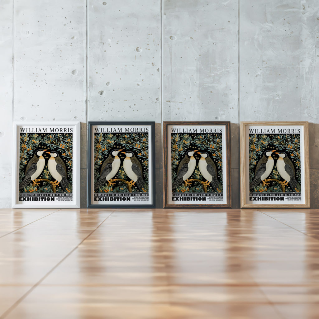 0022 william morris animals exhibition 3x4 framed posters mockup