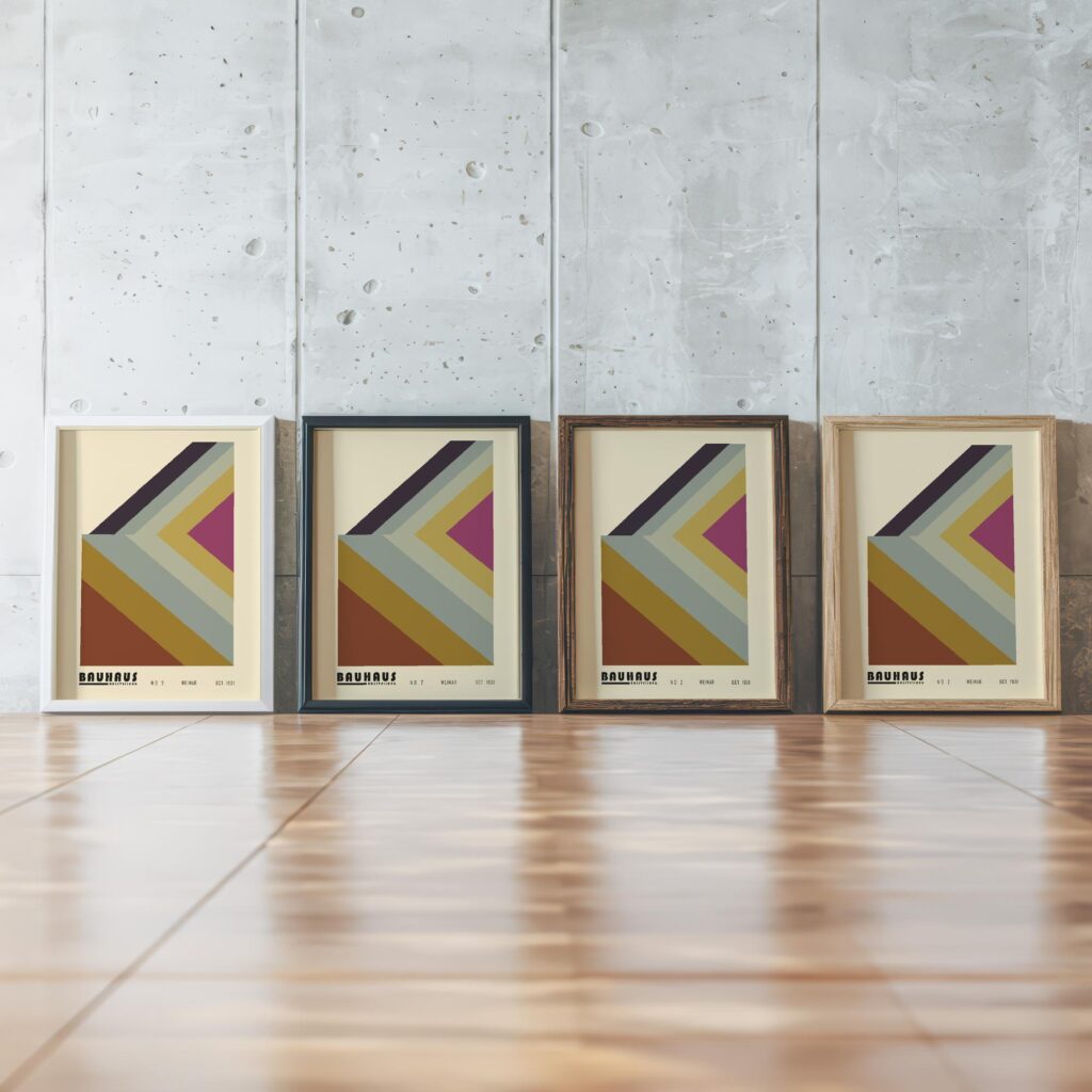 0023 bauhaus4 earth tones 3x4 framed posters mockup
