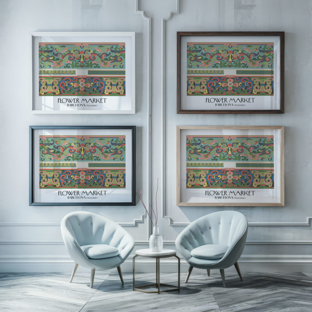 0024 barcelona flower market 3x4 framed posters mockup