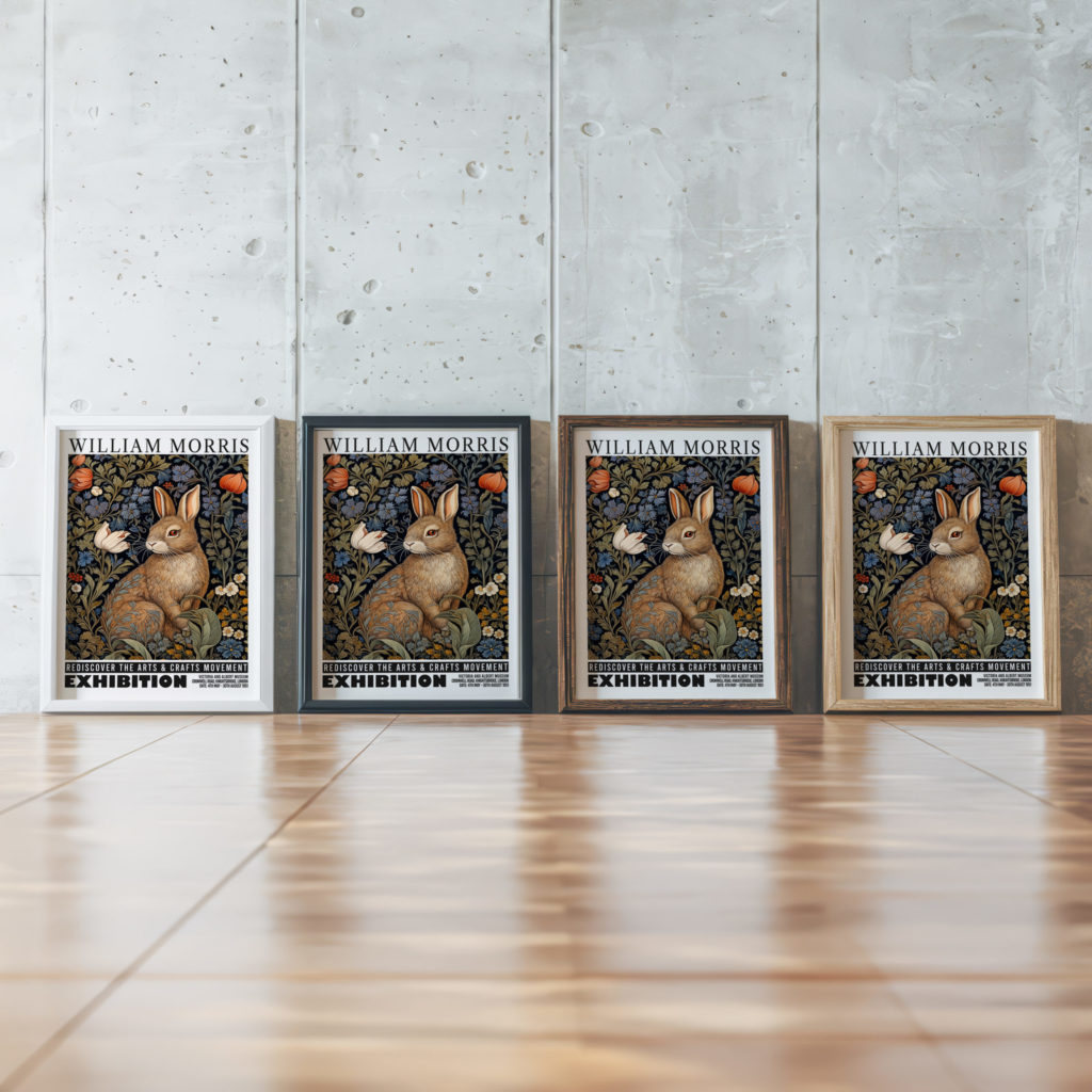 0024 william morris animals exhibition 3x4 framed posters mockup