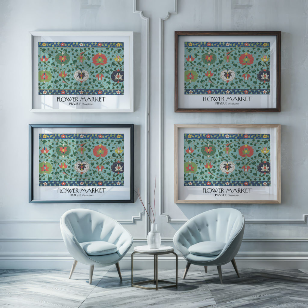 0025 prague flower market 3x4 framed posters mockup