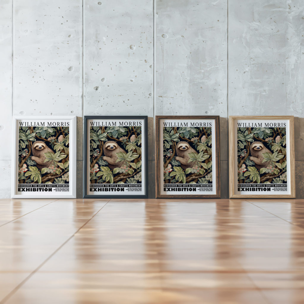 0026 william morris animals exhibition 3x4 framed posters mockup