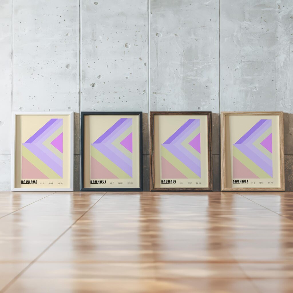 0027 bauhaus4 pink 3x4 framed posters mockup