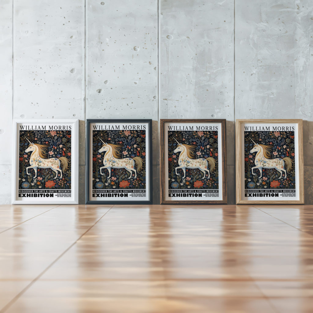 0028 william morris animals exhibition 3x4 framed posters mockup