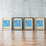 0029 bauhaus5 blue 3x4 framed posters mockup