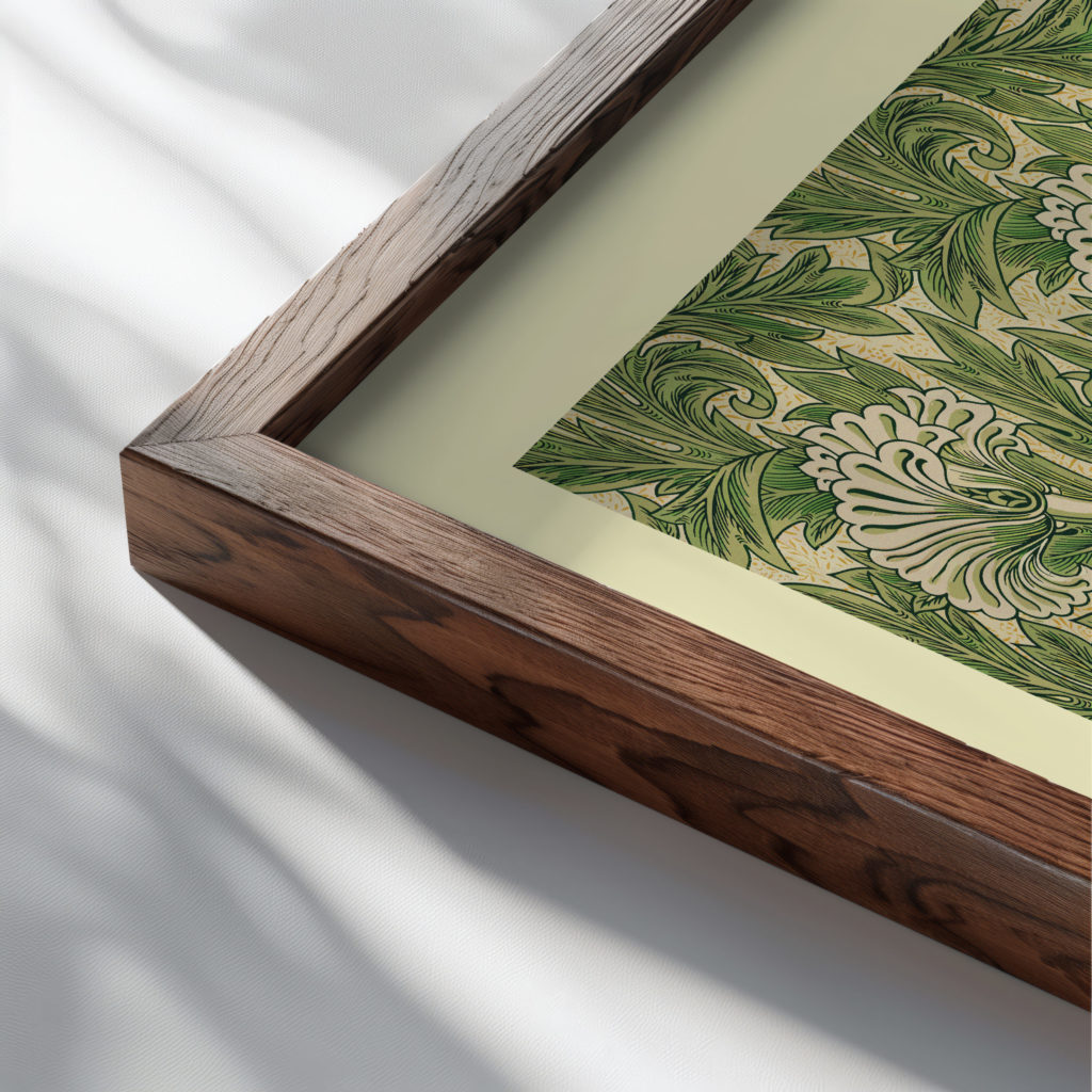 0029 morris WildTulipGreen 1875 3x4 close up dark wood mockup