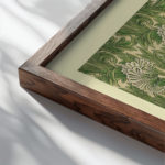 0029 morris WildTulipGreen 1875 3x4 close up dark wood mockup