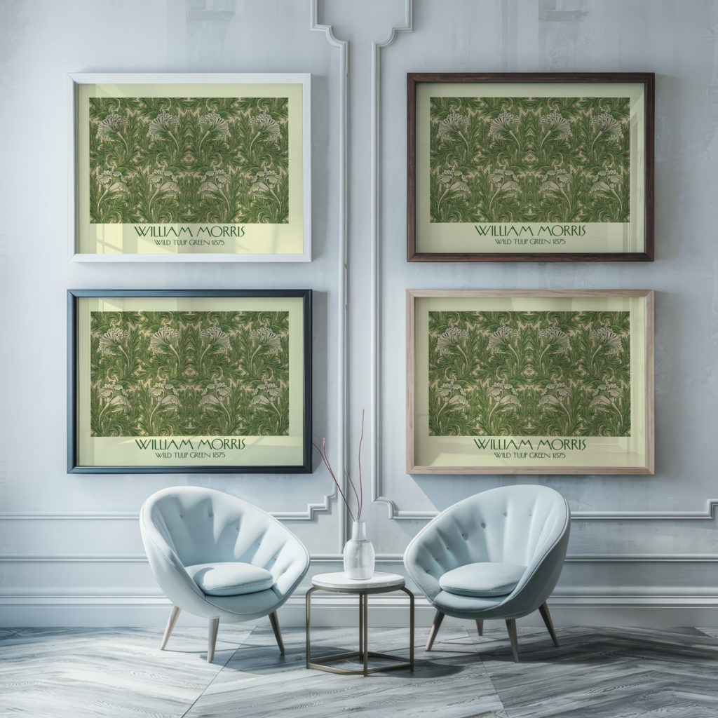 0029 morris WildTulipGreen 1875 3x4 framed posters mockup