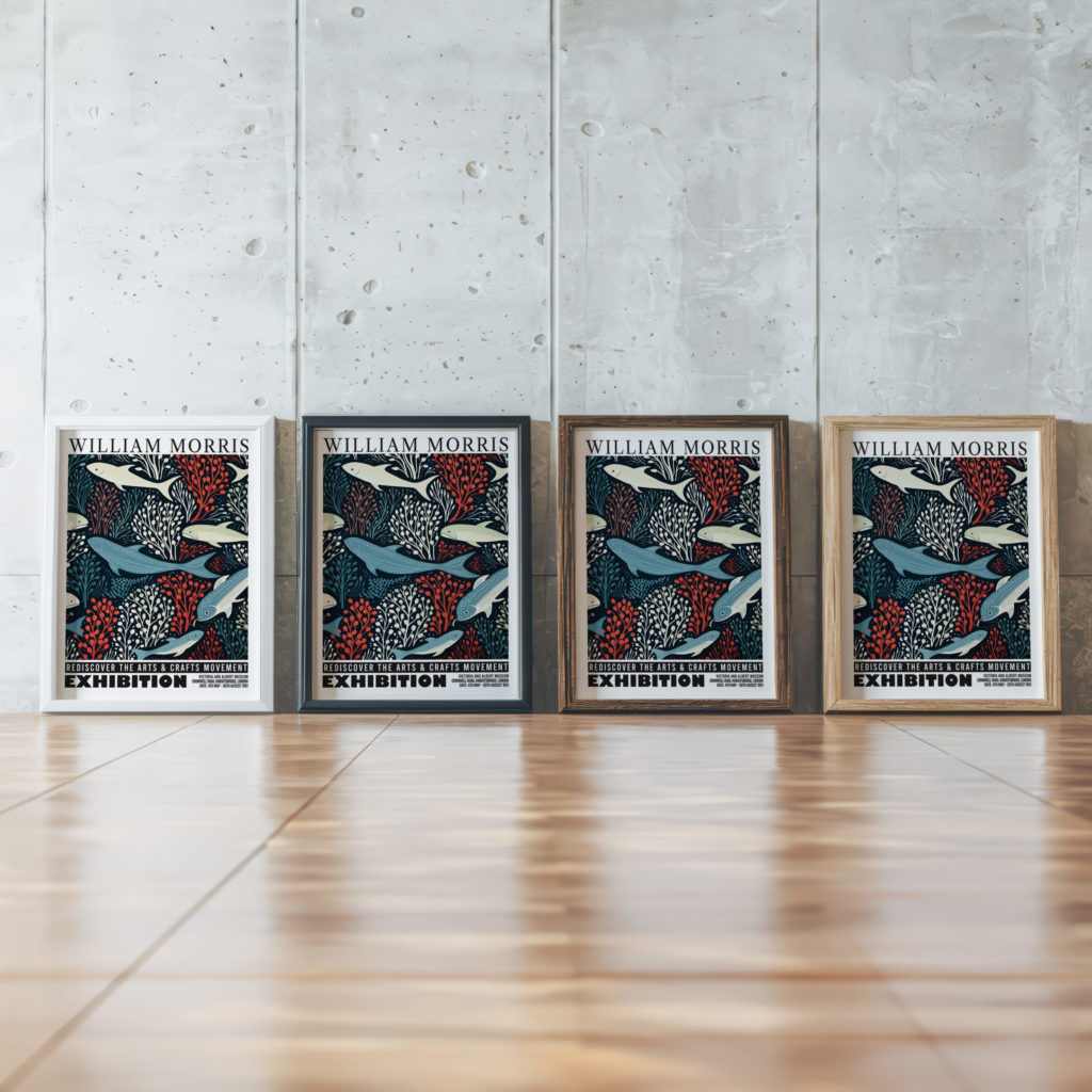 0029 william morris animals exhibition 3x4 framed posters mockup